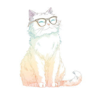 Gentle Cat With Glasses Vinyl Car Decal Sticker – Waterproof & UV-Resistant 8"