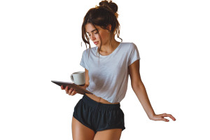 Woman With Coffee Vinyl Car Decal Sticker – Waterproof & UV-Resistant 8" Woman With Coffee Vinyl Car Decal Sticker – Waterproof & UV-Resistant 8"