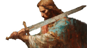 Christ With Sword Vinyl Car Decal Sticker – Waterproof & UV-Resistant 8"