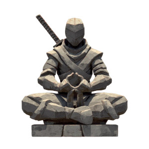 Masked Ninja Statue Vinyl Car Decal Sticker – Waterproof & UV-Resistant 8"