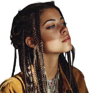 Bohemian Braids Woman Vinyl Car Decal Sticker – Waterproof & UV-Resistant 8"