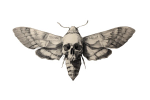 Skull Moth Drawing Vinyl Car Decal Sticker – Waterproof & UV-Resistant 8"