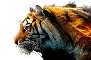 Surreal Tiger Art Vinyl Car Decal Sticker – Waterproof & UV-Resistant 8"