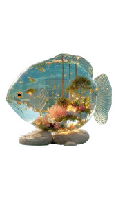 Transparent Ecosystem Fish V2 Vinyl Car Decal Sticker – Waterproof & UV-Resistant 8"