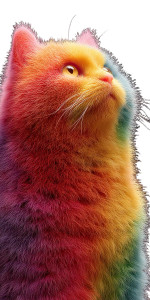 Rainbow Fluffy Cat Vinyl Car Decal Sticker – Waterproof & UV-Resistant 8"