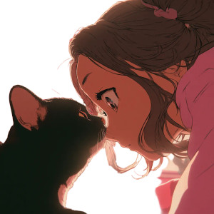 Anime Girl With Cat V2 Vinyl Car Decal Sticker – Waterproof & UV-Resistant 8"