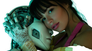 Futuristic Hug Vinyl Car Decal Sticker – Waterproof & UV-Resistant 8"