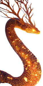 Fiery Antlered Serpent Vinyl Car Decal Sticker – Waterproof & UV-Resistant 8"
