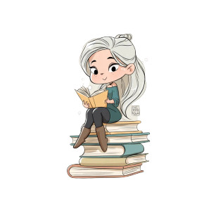 Chibi Book Reader Vinyl Car Decal Sticker – Waterproof & UV-Resistant 8"