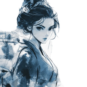 Anime Geisha Portrait Vinyl Car Decal Sticker – Waterproof & UV-Resistant 8"