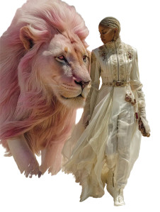 Model With Pink Lion Vinyl Car Decal Sticker – Waterproof & UV-Resistant 8" Model With Pink Lion Vinyl Car Decal Sticker – Waterproof & UV-Resistant 8"