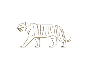 Golden Outline Tiger Vinyl Car Decal Sticker – Waterproof & UV-Resistant 8"