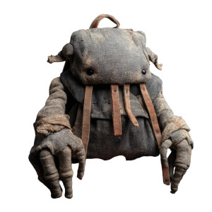 Cryptid Plushy Backpack Vinyl Car Decal Sticker – Waterproof & UV-Resistant 8"