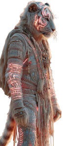 Psychedelic Tiger Humanoid Vinyl Car Decal Sticker – Waterproof & UV-Resistant 8"