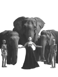 Elephant And Robot Vinyl Car Decal Sticker – Waterproof & UV-Resistant 8"