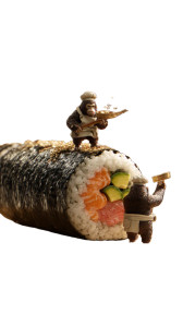 Gorillas With Sushi Vinyl Car Decal Sticker – Waterproof & UV-Resistant 8"