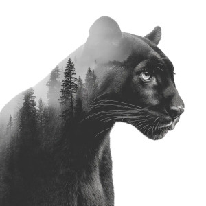 Panther Double Exposure V3 Vinyl Car Decal Sticker – Waterproof & UV-Resistant 8"