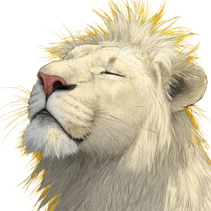 Yellow White Lion Vinyl Car Decal Sticker – Waterproof & UV-Resistant 8"
