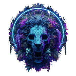 Neon Lion Skull Vinyl Car Decal Sticker – Waterproof & UV-Resistant 8"