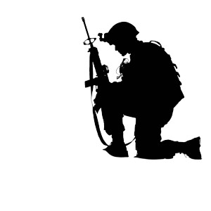 Kneeling Soldier Silhouette Vinyl Car Decal Sticker – Waterproof & UV-Resistant 8"