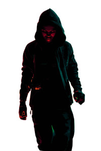 Cyberpunk Trader Silhouette Vinyl Car Decal Sticker – Waterproof & UV-Resistant 8"