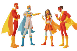 Superhero Quartet Argument Vinyl Car Decal Sticker – Waterproof & UV-Resistant 8" Superhero Quartet Argument Vinyl Car Decal Sticker – Waterproof & UV-Resistant 8"