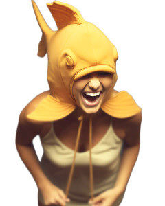 Fish Helmet Woman Vinyl Car Decal Sticker – Waterproof & UV-Resistant 8"