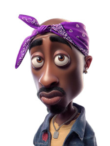 Pixar-Style Tupac Vinyl Car Decal Sticker – Waterproof & UV-Resistant 8"