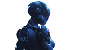 Dystopian Police Robot Vinyl Car Decal Sticker – Waterproof & UV-Resistant 8"