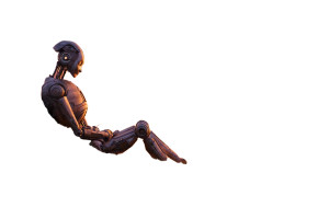 Sleeping Retro-Futuristic Robot Vinyl Car Decal Sticker – Waterproof & UV-Resistant 8"