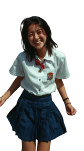 Happy Schoolgirl Jumping Vinyl Car Decal Sticker – Waterproof & UV-Resistant 8"