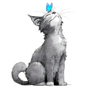 Smiling Gray Cat Vinyl Car Decal Sticker – Waterproof & UV-Resistant 8"