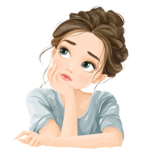 Thoughtful Cartoon Girl Vinyl Car Decal Sticker – Waterproof & UV-Resistant 8"