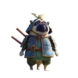 Samurai Pug V2 Vinyl Car Decal Sticker – Waterproof & UV-Resistant 8"