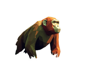 Low-Poly Chimpanzee Vinyl Car Decal Sticker – Waterproof & UV-Resistant 8"