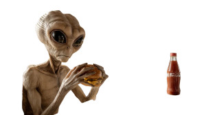 Alien In Diner Vinyl Car Decal Sticker – Waterproof & UV-Resistant 8" Alien In Diner Vinyl Car Decal Sticker – Waterproof & UV-Resistant 8"