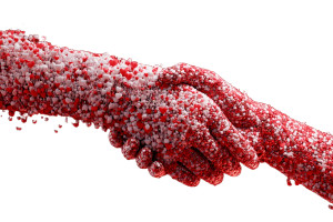 Surreal Heart Handshake Vinyl Car Decal Sticker – Waterproof & UV-Resistant 8"