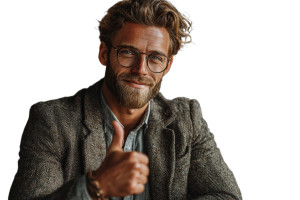 Smiling Businessperson Thumbs Up Vinyl Car Decal Sticker – Waterproof & UV-Resistant 8"