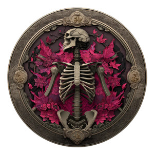 Neo-Japanese Skeleton Emblem Vinyl Car Decal Sticker – Waterproof & UV-Resistant 8"