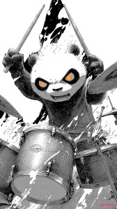 Scribble Drummer Panda Vinyl Car Decal Sticker – Waterproof & UV-Resistant 8"