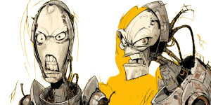 Egg Head Robot Vinyl Car Decal Sticker – Waterproof & UV-Resistant 8"