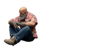 Bald Bearded Mech Rider Vinyl Car Decal Sticker – Waterproof & UV-Resistant 8"