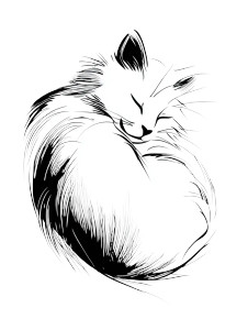 Fluffy Sleeping Cat Vinyl Car Decal Sticker – Waterproof & UV-Resistant 8"