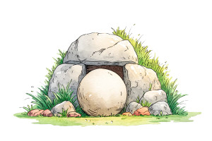 Stone Tomb Illustration Vinyl Car Decal Sticker – Waterproof & UV-Resistant 8"