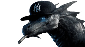 Dragon In Yankees Hat Vinyl Car Decal Sticker – Waterproof & UV-Resistant 8"