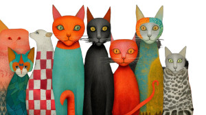 Surreal Cat Collage Vinyl Car Decal Sticker – Waterproof & UV-Resistant 8"