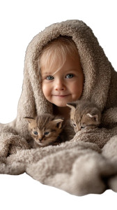 Cozy Baby With Kittens Vinyl Car Decal Sticker – Waterproof & UV-Resistant 8"