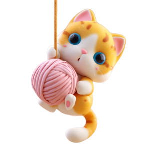 Adorable Tabby Cat Sculpture Vinyl Car Decal Sticker – Waterproof & UV-Resistant 8"