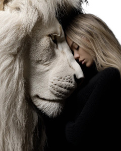 Blonde Woman With Lion Vinyl Car Decal Sticker – Waterproof & UV-Resistant 8" Blonde Woman With Lion Vinyl Car Decal Sticker – Waterproof & UV-Resistant 8"