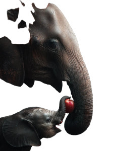 Mother Elephant Feeding Calf Vinyl Car Decal Sticker – Waterproof & UV-Resistant 8"